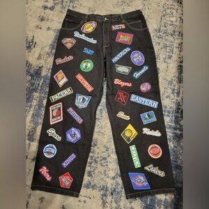 Vintage Y2k Jeff Hamilton Denim NBA Logo Patches Jeans - Size 42